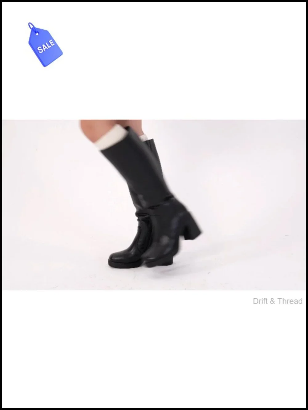 Knee High Boots Women Wide Calf Platform Boots with Side Zipper